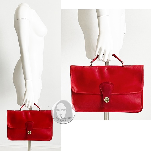 Vintage Coach Bag Handle Clutch Portfolio Red Leather Rare Pre Creed 1970s NYC - Picture 6 of 17